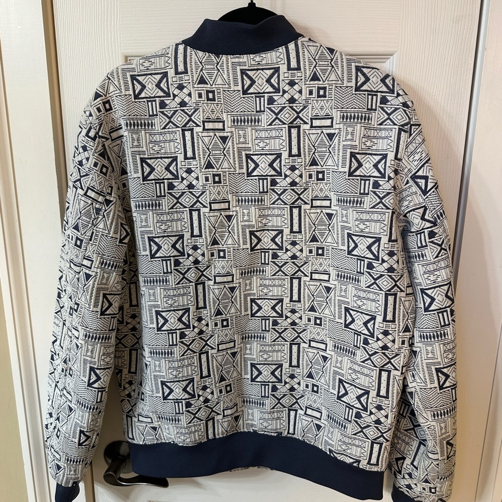 Zara Geometric Pattern Bomber Jacket Medium - image 4